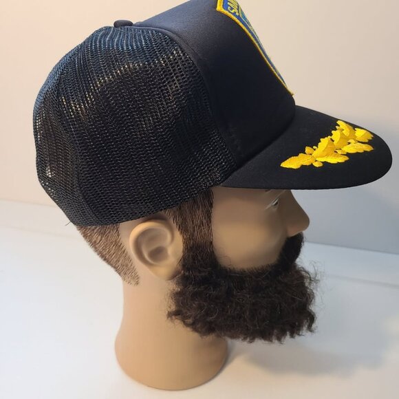 Vintage 90s Trucker Hat Santa Monica Police Patch Mesh Adjustable Hat - Picture 5 of 7